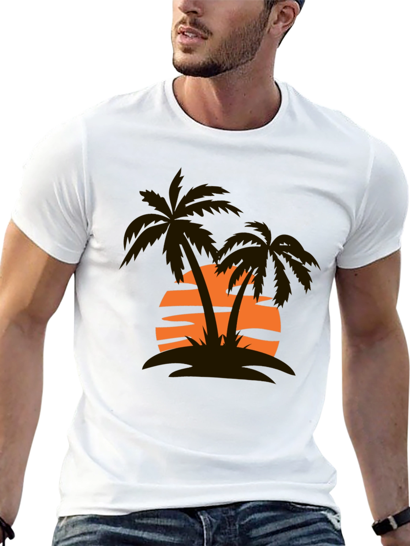 Sunset Palm Tree Graphic Tee - Casual Style