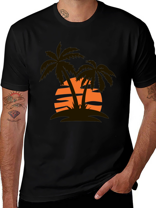 Sunset Palm Tree Graphic Tee - Casual Style