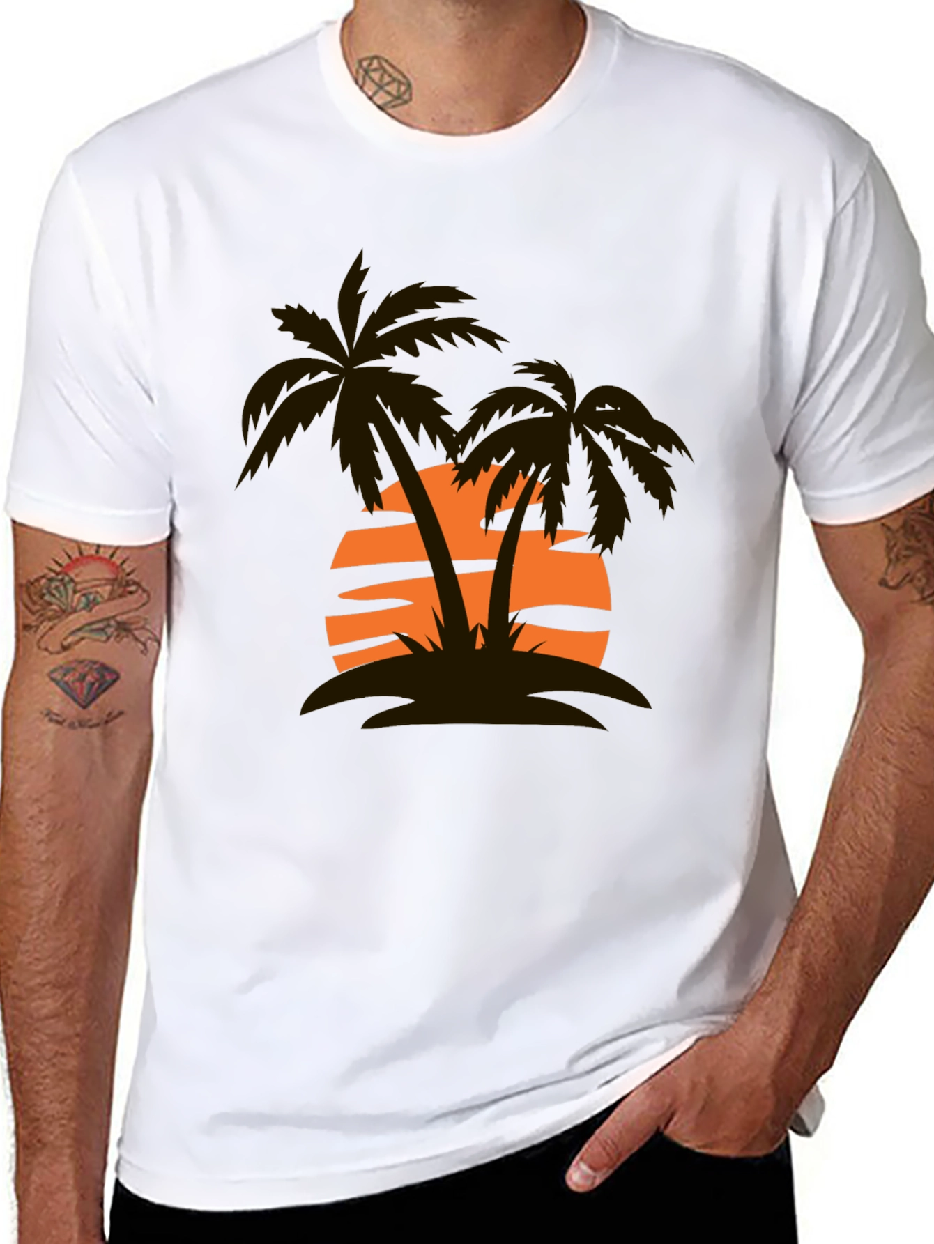 Sunset Palm Tree Graphic Tee - Casual Style