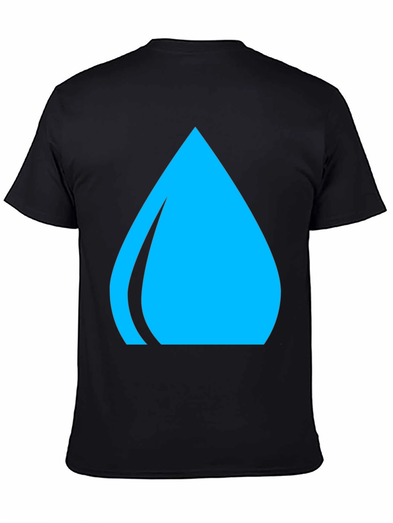 Blue Water Drop Graphic Tee - Casual Black T-Shirt