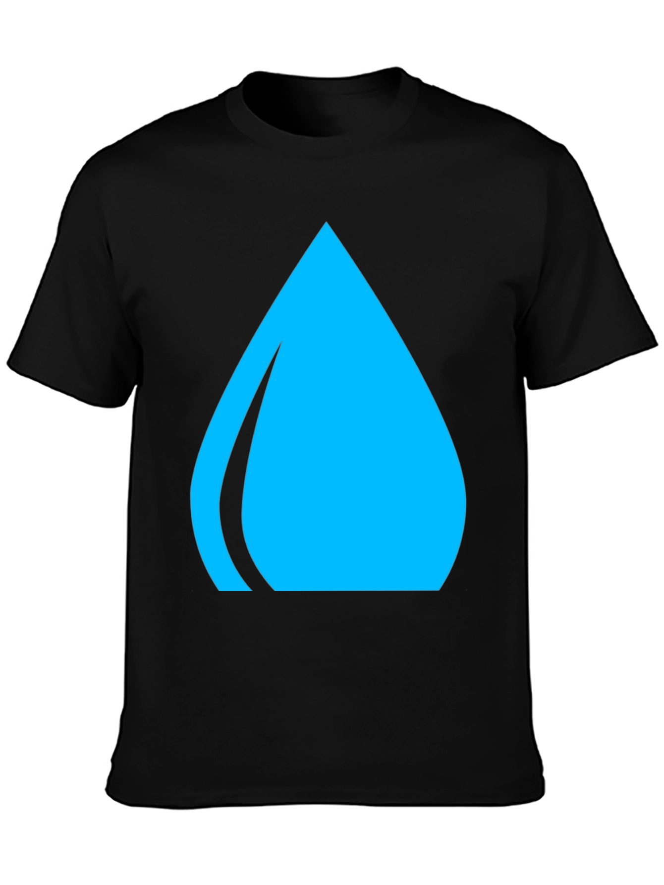 Blue Water Drop Graphic Tee - Casual Black T-Shirt
