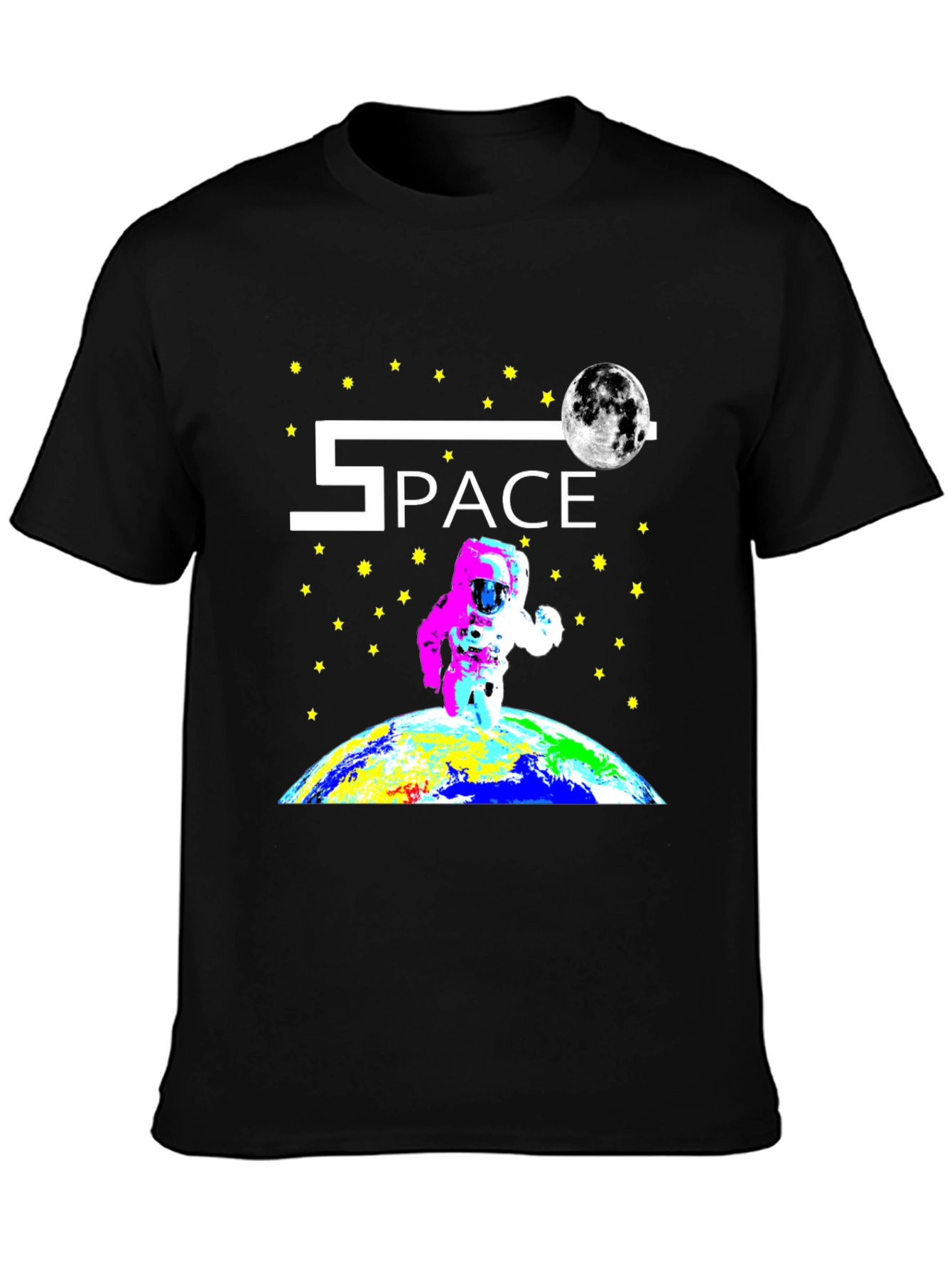 Space Astronaut Graphic Black T-Shirt