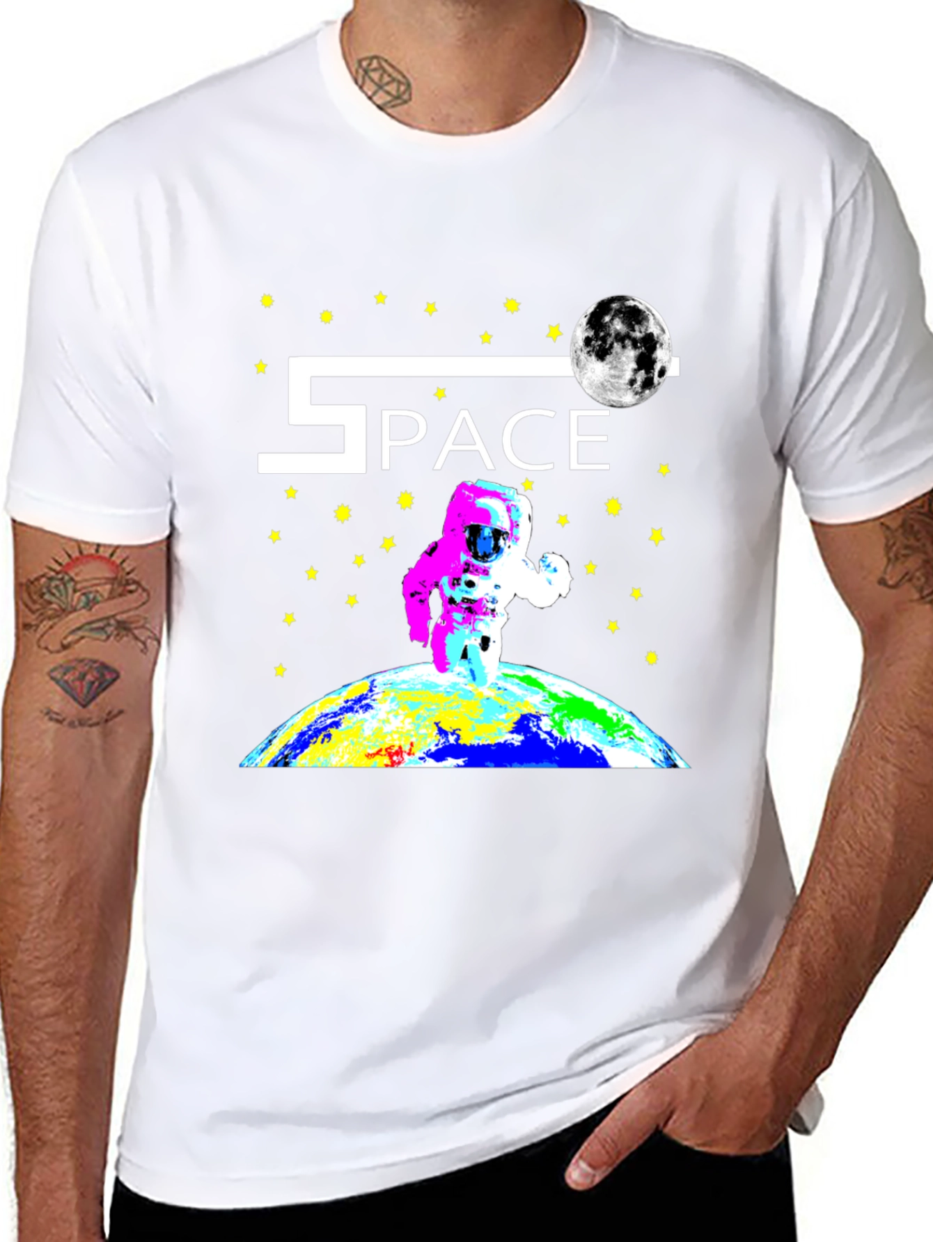 Space Astronaut Graphic Black T-Shirt