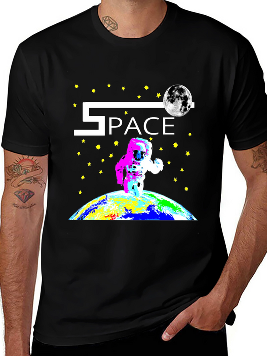 Space Astronaut Graphic Black T-Shirt