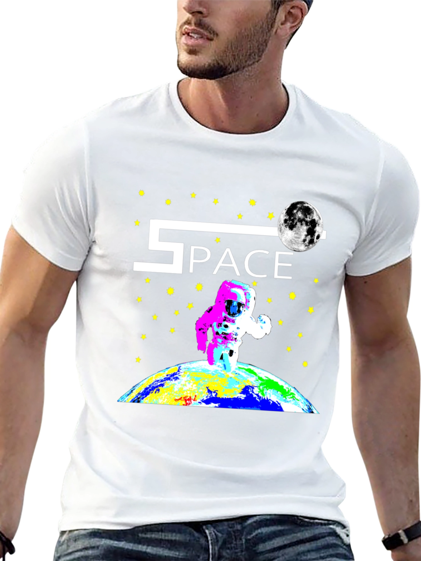 Space Astronaut Graphic Black T-Shirt