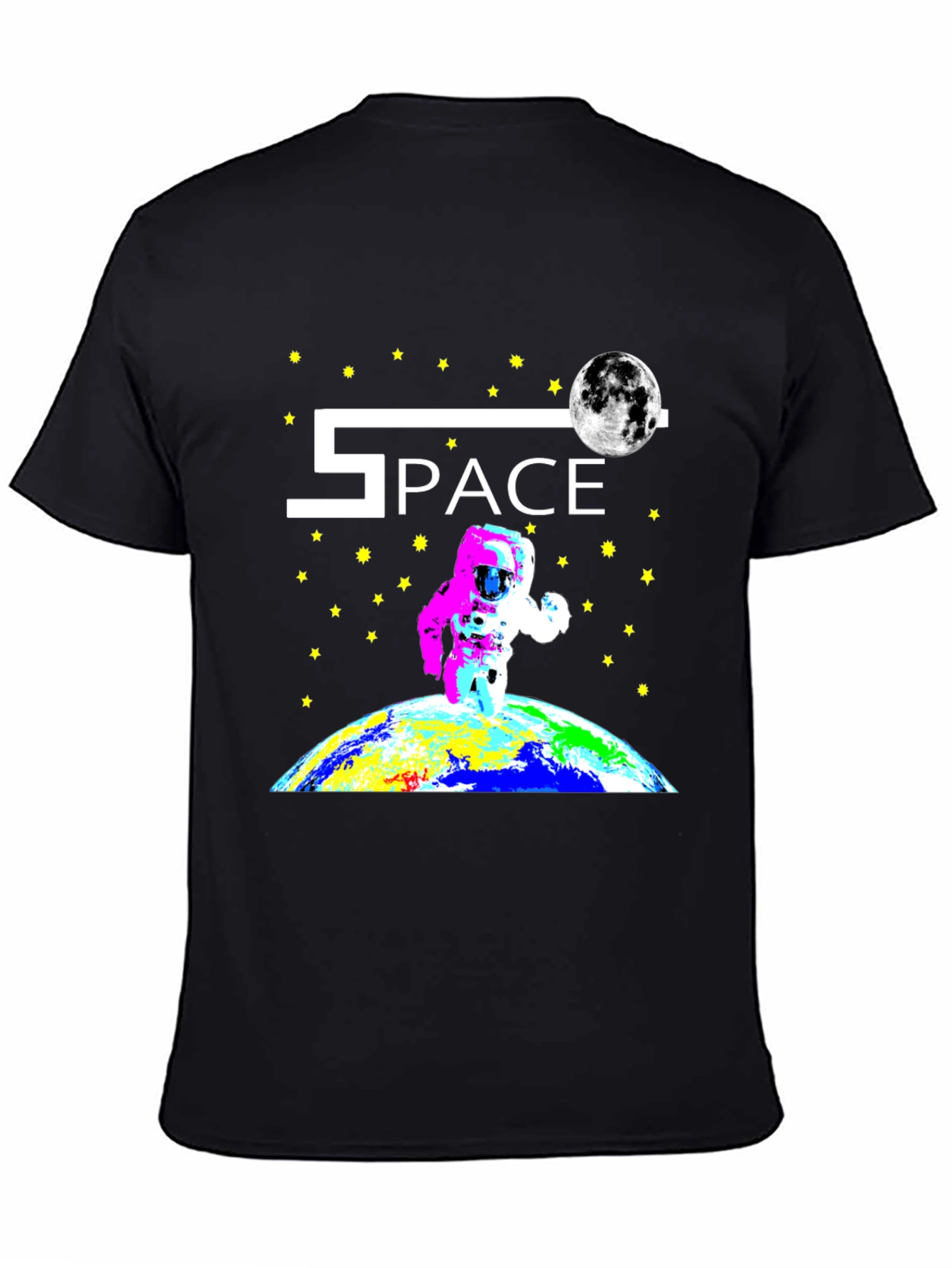 Space Astronaut Graphic Black T-Shirt