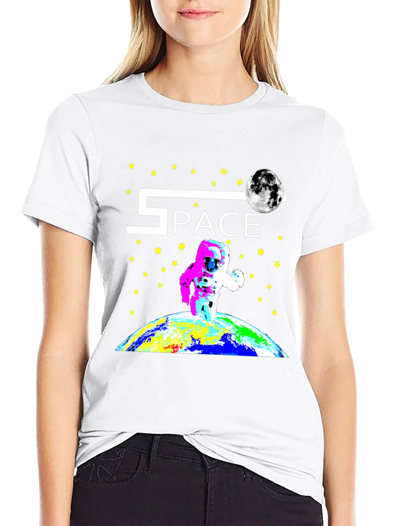 Space Astronaut Graphic Black T-Shirt