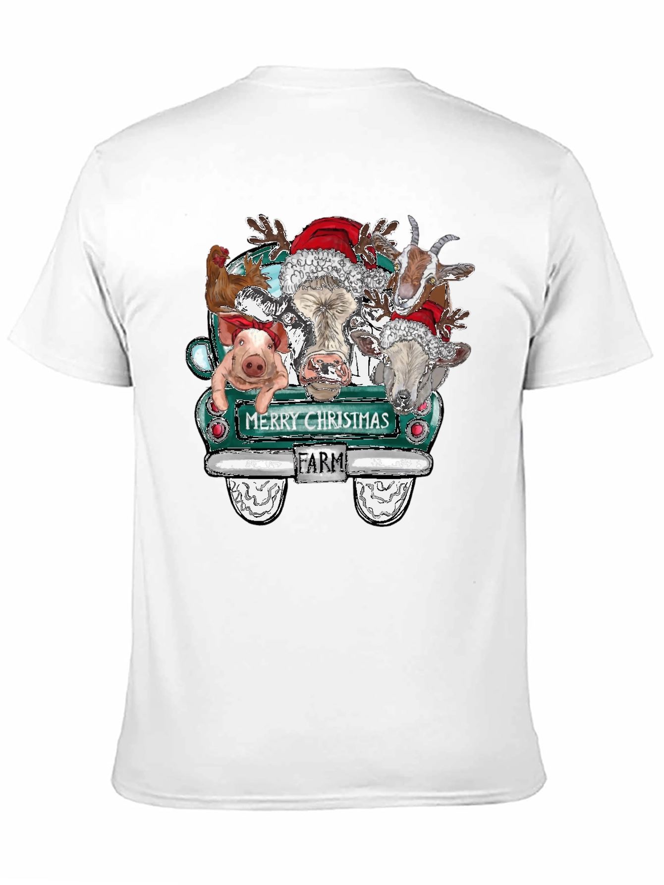 Merry Christmas Farm Animals Truck T-Shirt