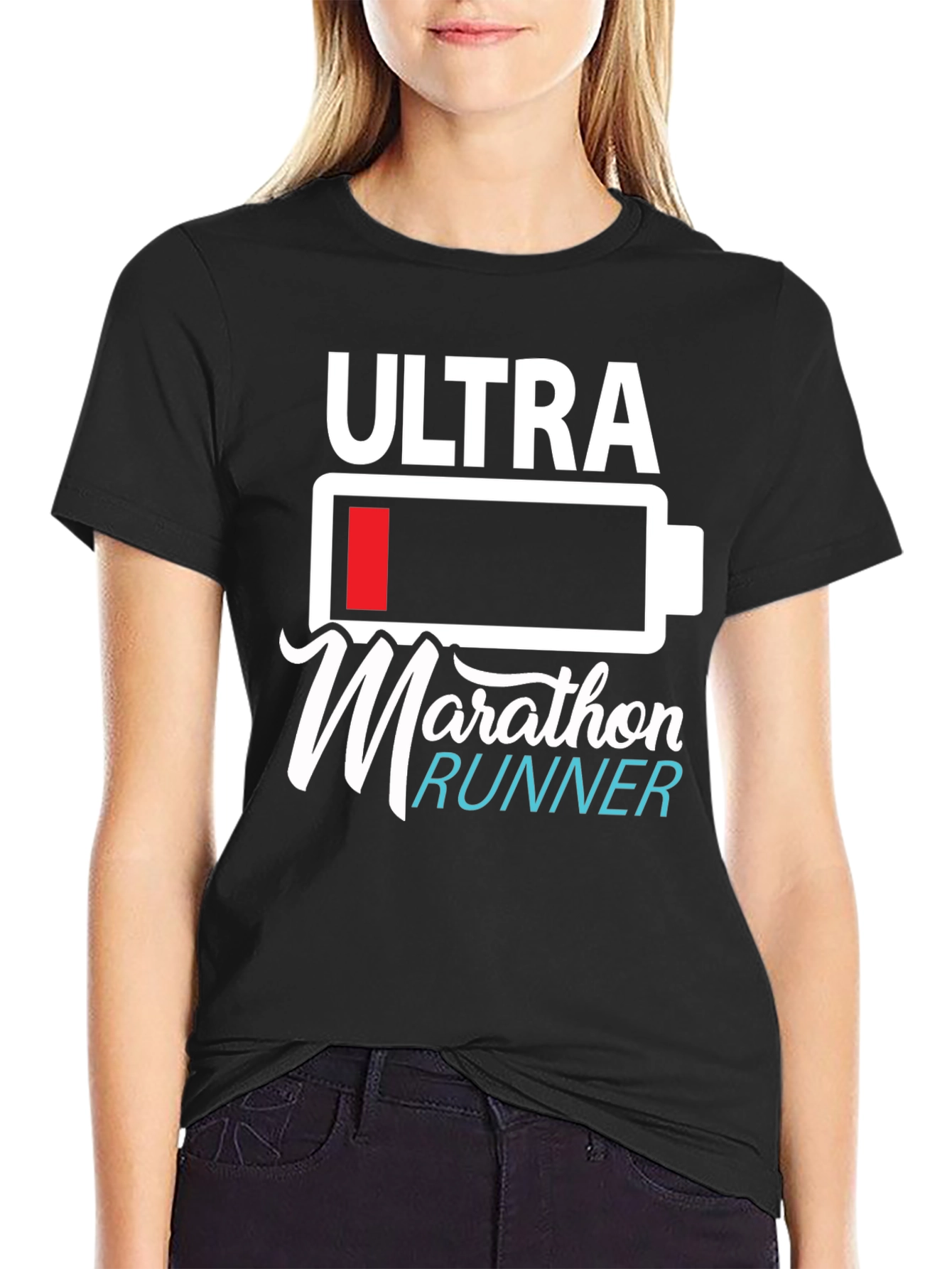 Ultra Marathon Runner Graphic T-Shirt - Black Cotton Blend