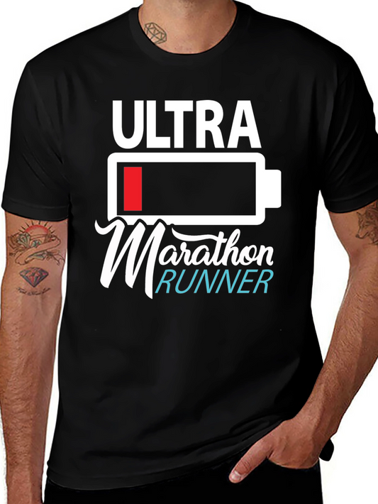 Ultra Marathon Runner Graphic T-Shirt - Black Cotton Blend