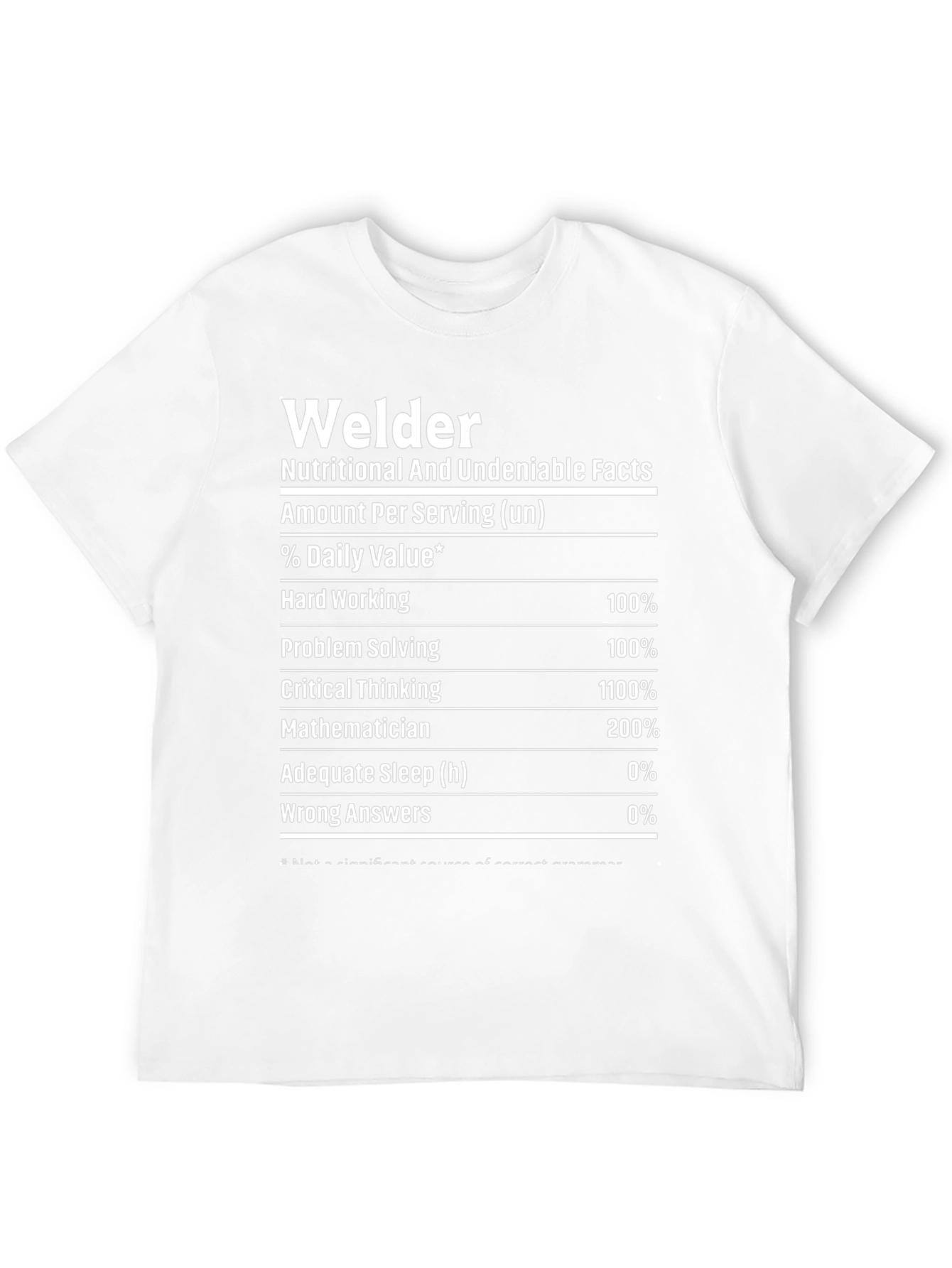 Welder Nutritional Facts Black T-Shirt