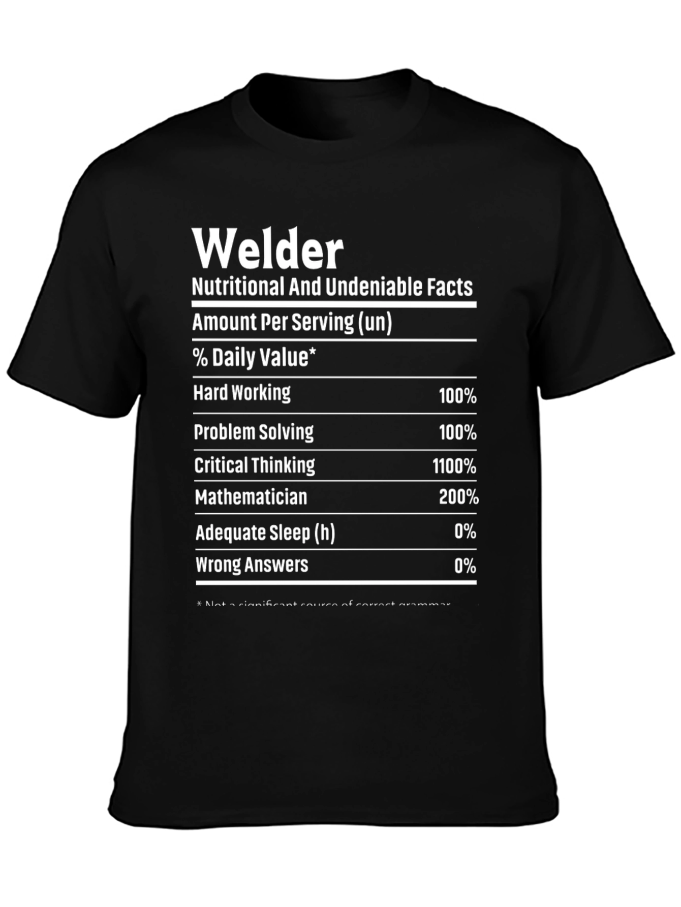 Welder Nutritional Facts Black T-Shirt