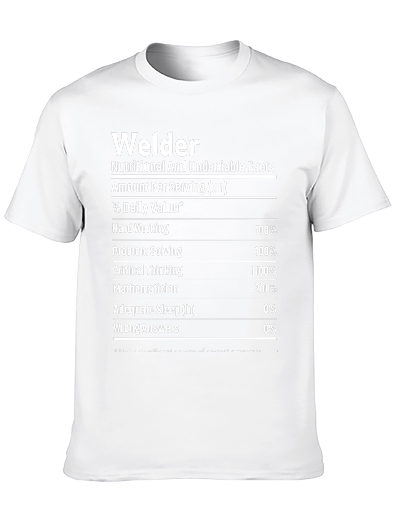 Welder Nutritional Facts Black T-Shirt