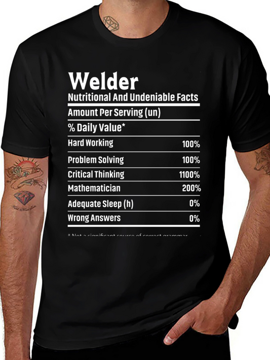 Welder Nutritional Facts Black T-Shirt