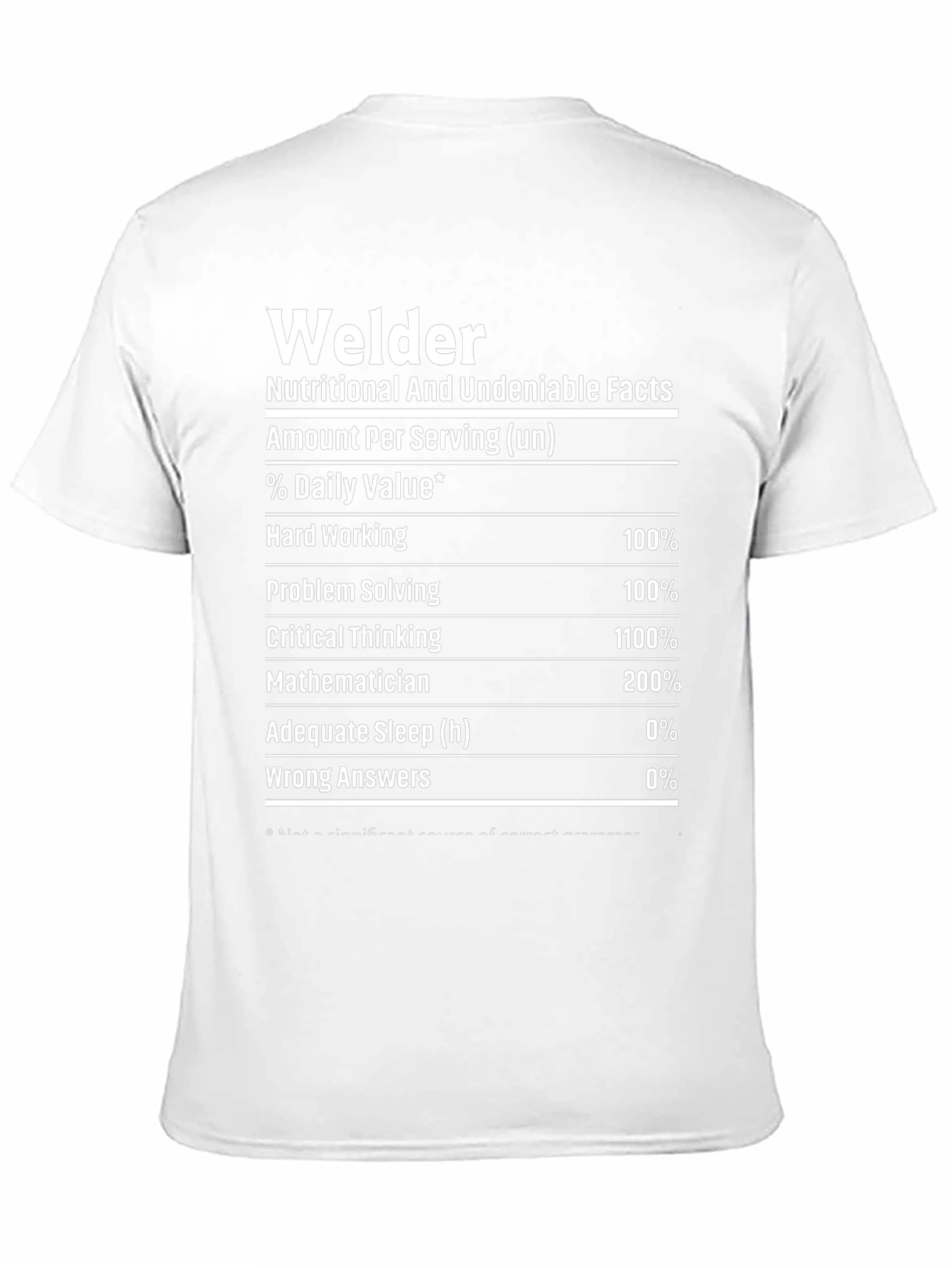 Welder Nutritional Facts Black T-Shirt