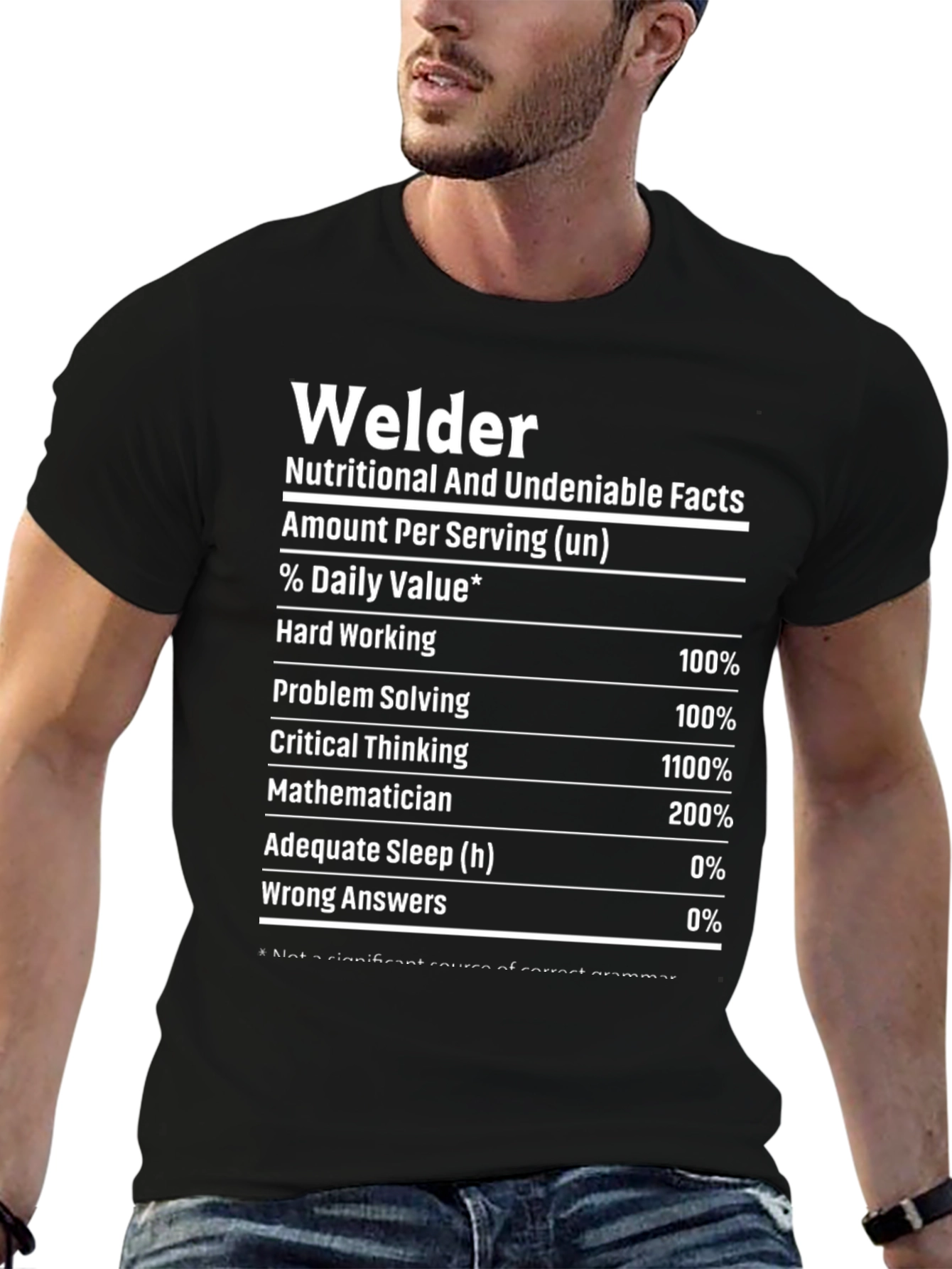 Welder Nutritional Facts Black T-Shirt