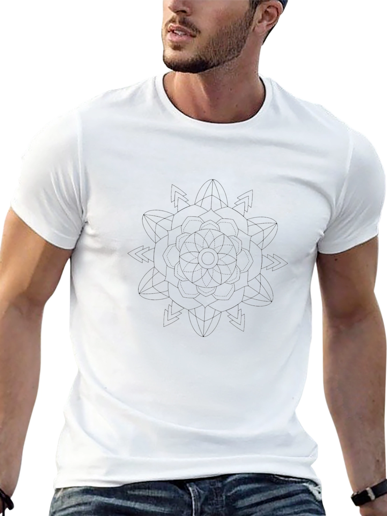 Geometric Mandala Graphic Tee - Classic Black T-Shirt