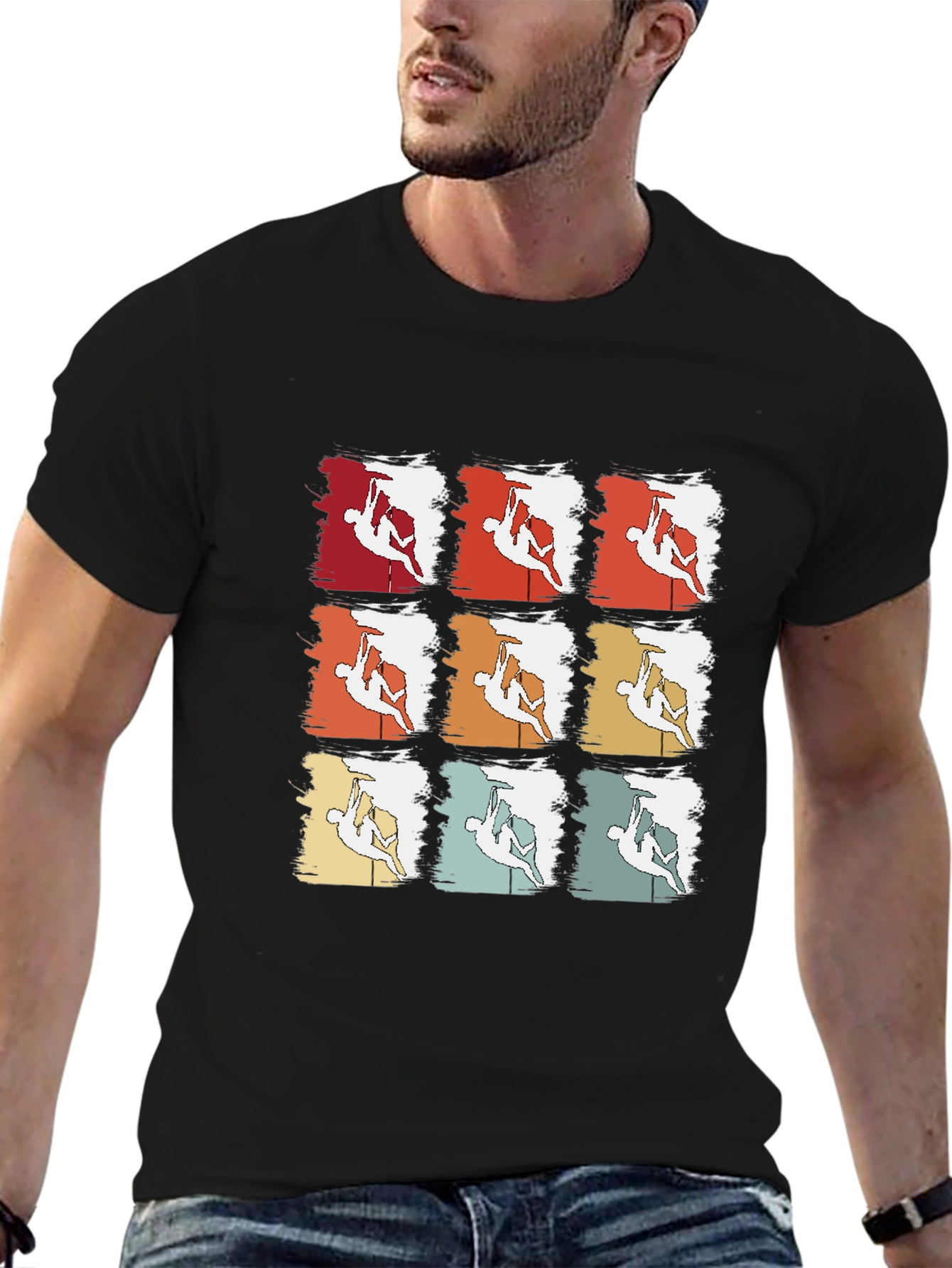 Retro Rock Climbing T-Shirt - Nine Climber Design