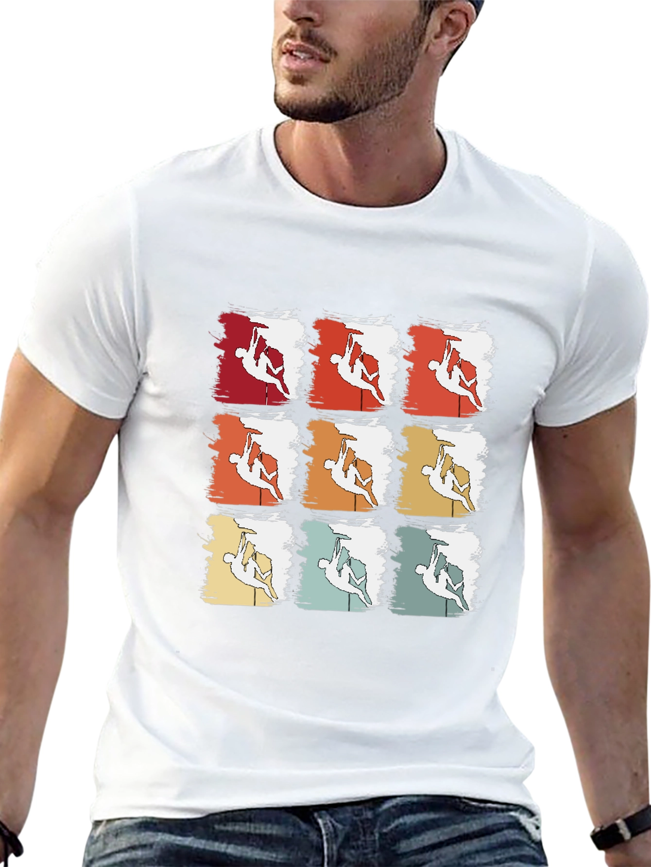 Retro Rock Climbing T-Shirt - Nine Climber Design