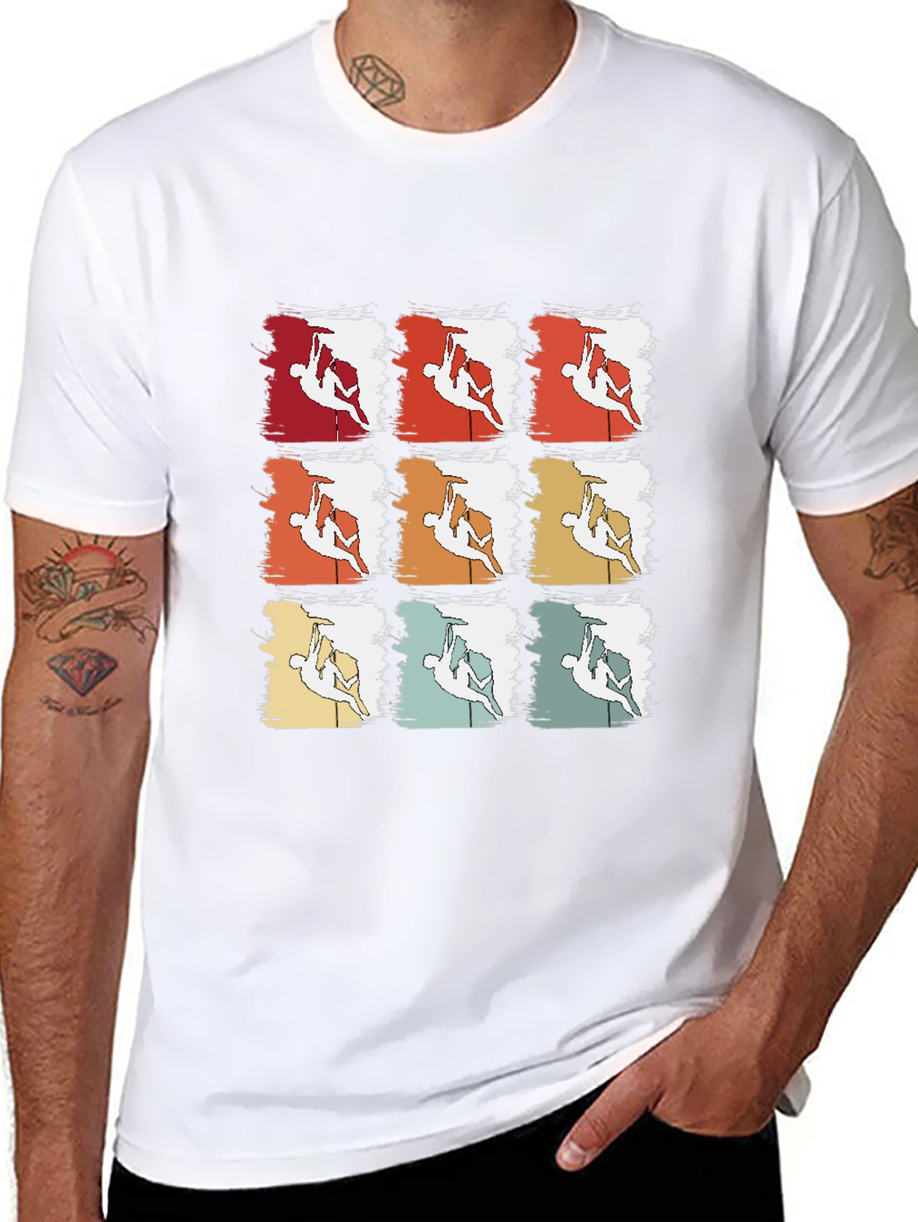 Retro Rock Climbing T-Shirt - Nine Climber Design