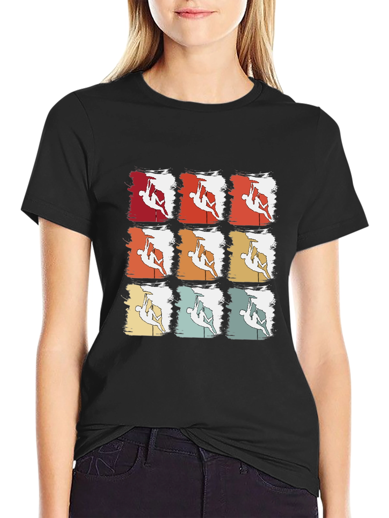 Retro Rock Climbing T-Shirt - Nine Climber Design