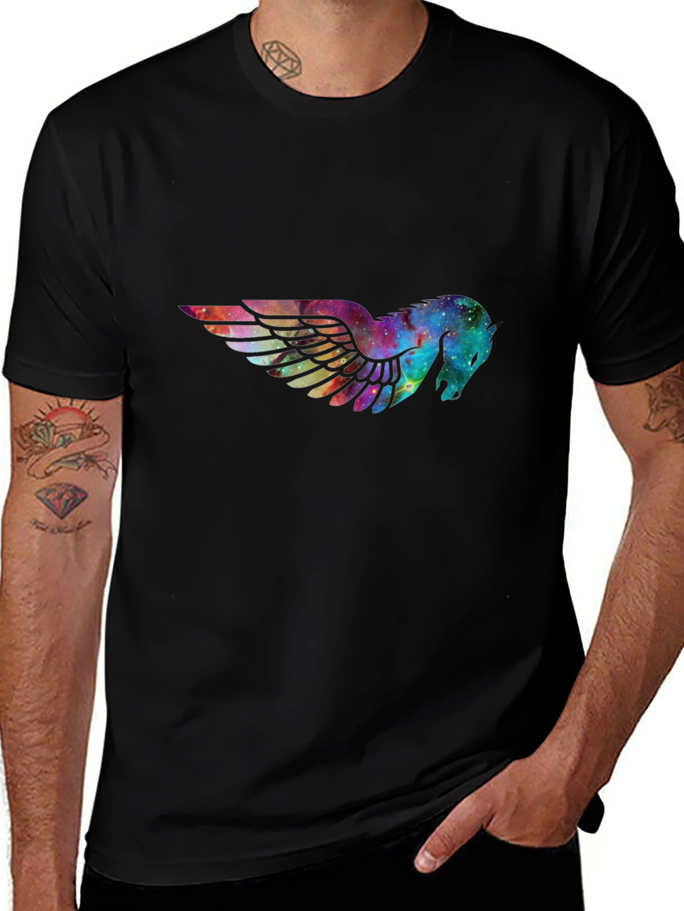 Galaxy Pegasus Graphic Black T-Shirt
