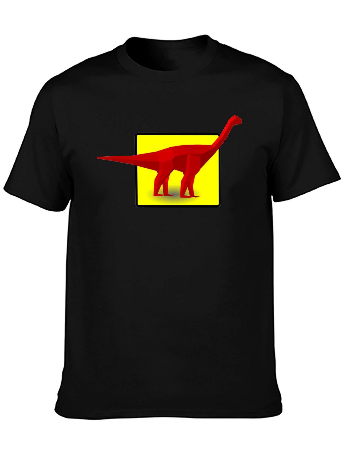 Geometric Dinosaur Graphic Tee - Black