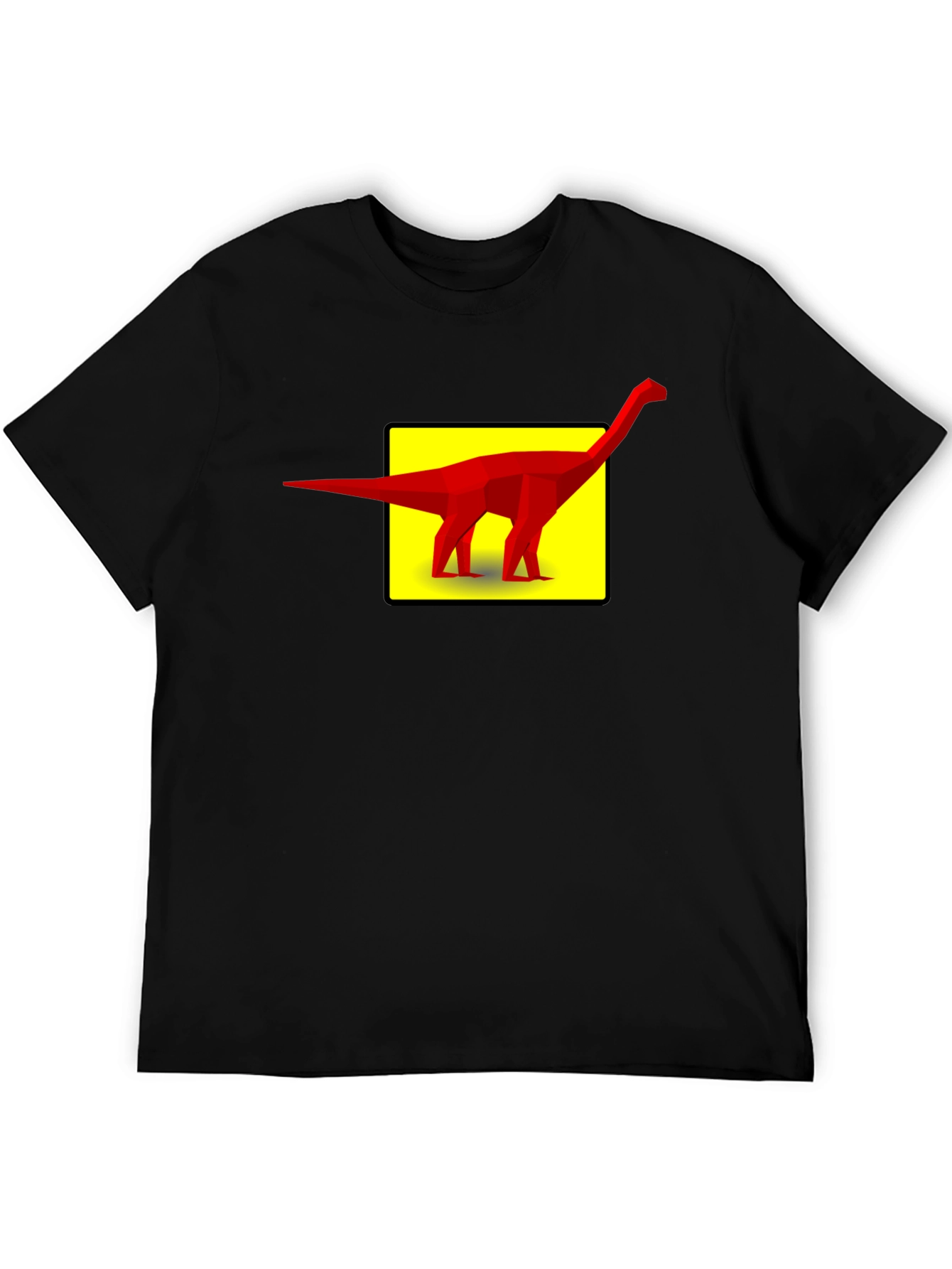 Geometric Dinosaur Graphic Tee - Black