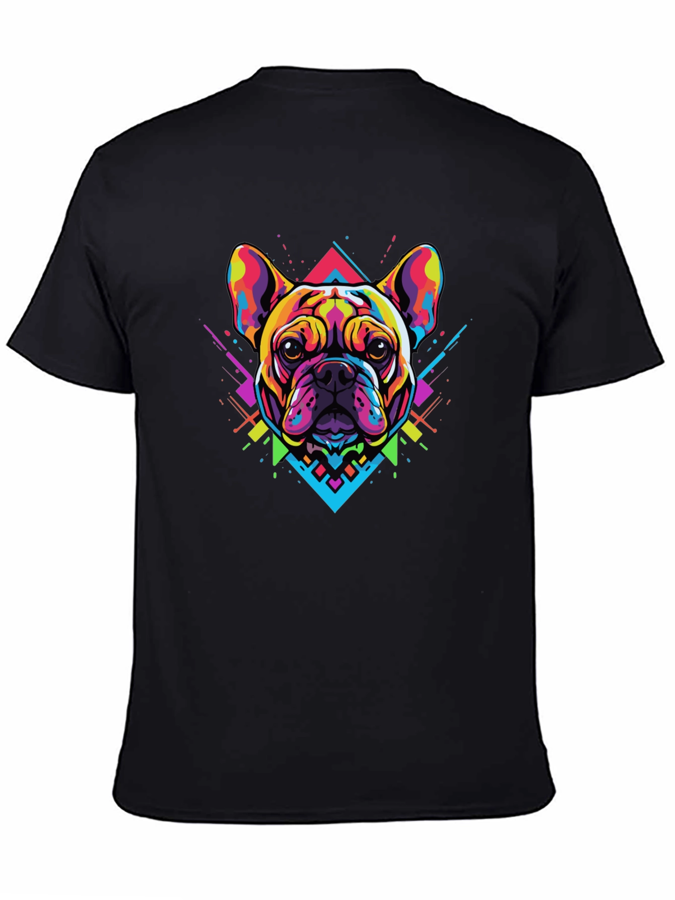 Bold Geometric Bulldog Graphic Tee - Black