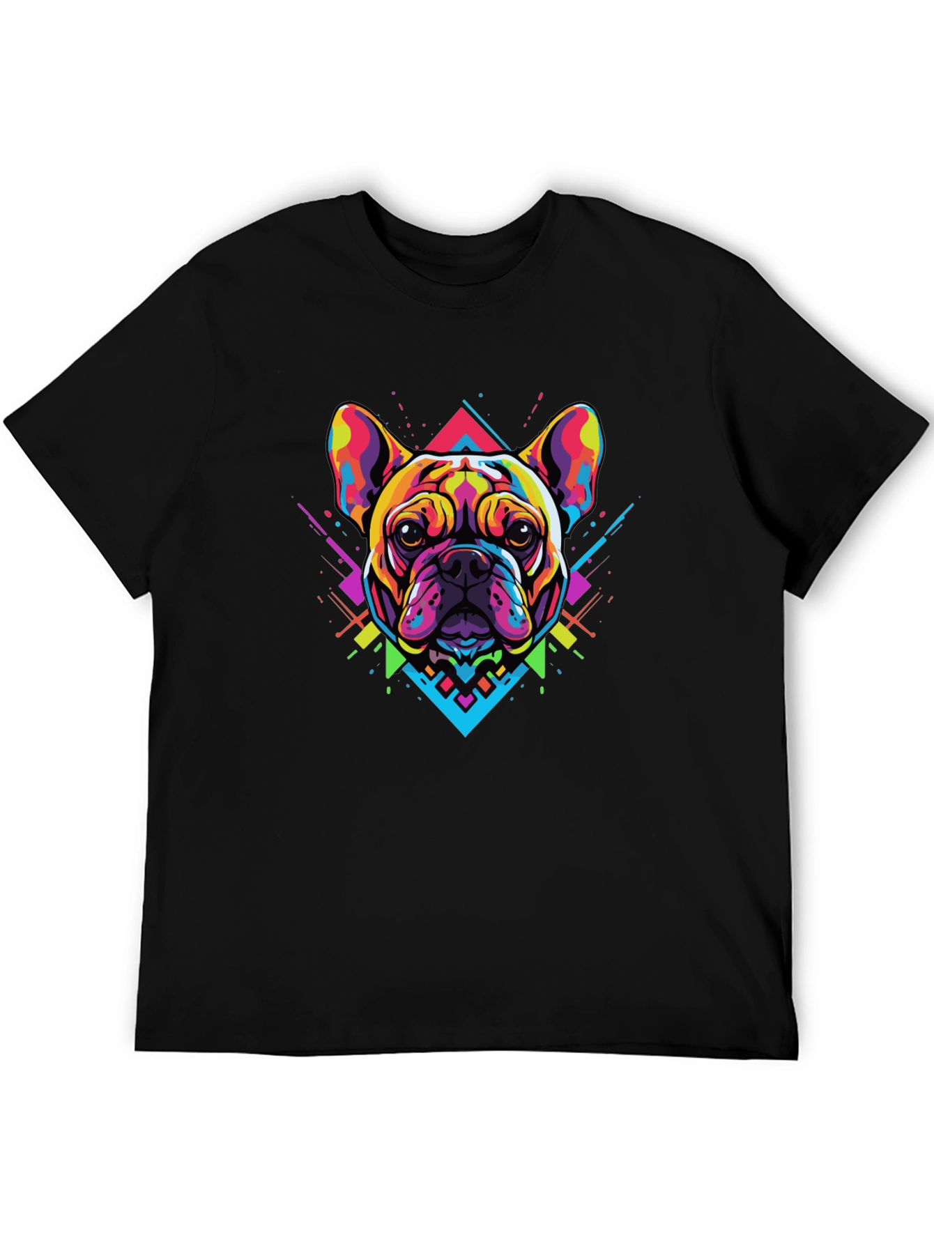 Bold Geometric Bulldog Graphic Tee - Black