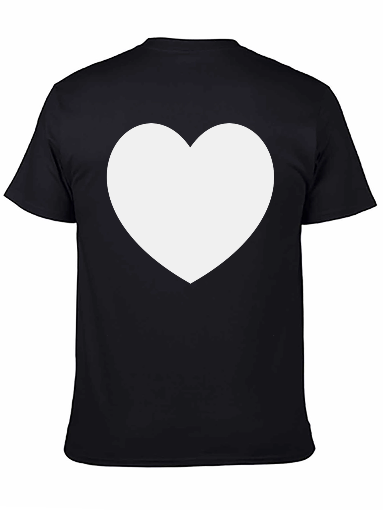 Black T-Shirt with White Heart Design