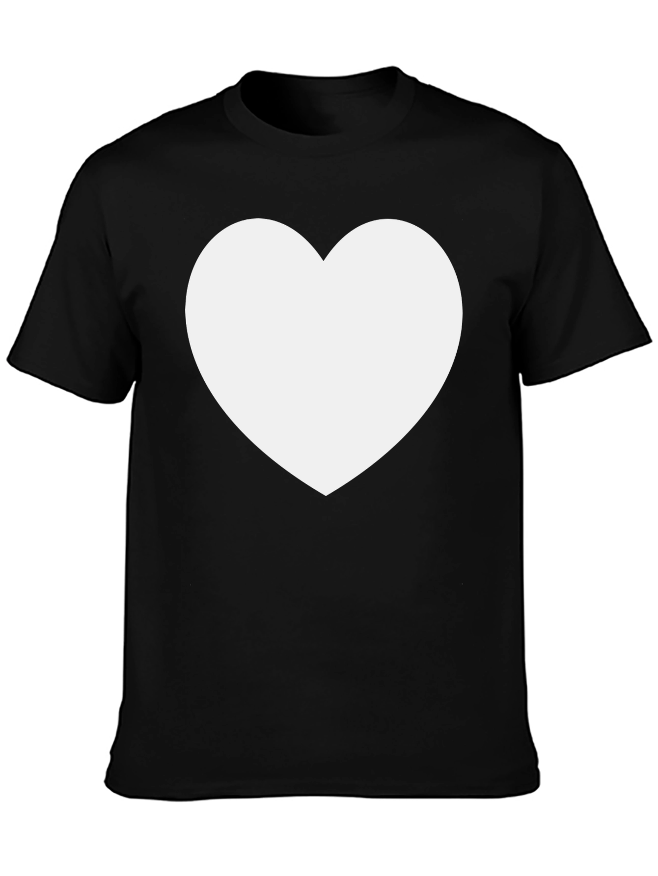 Black T-Shirt with White Heart Design