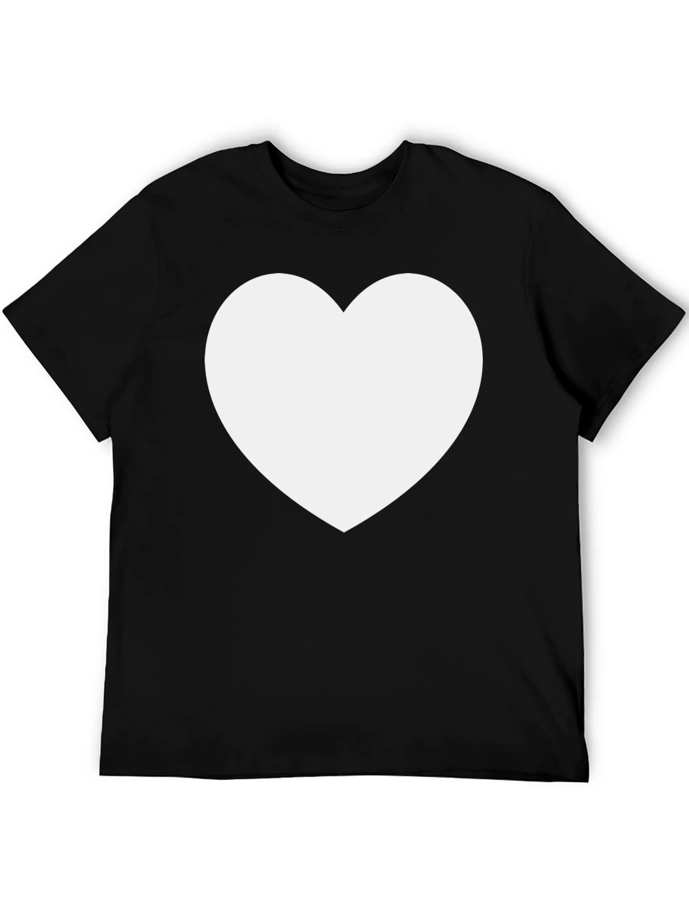 Black T-Shirt with White Heart Design