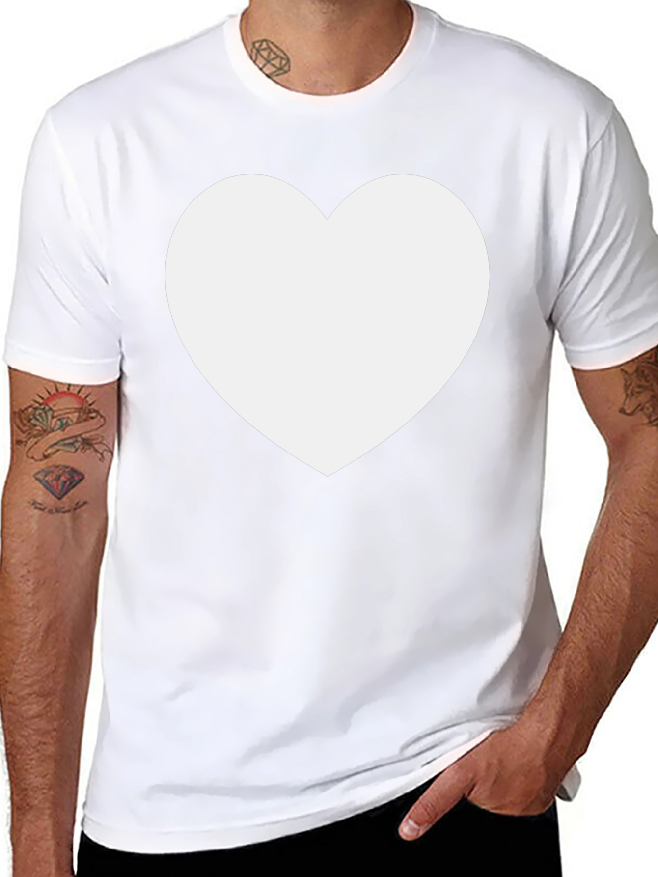 Black T-Shirt with White Heart Design