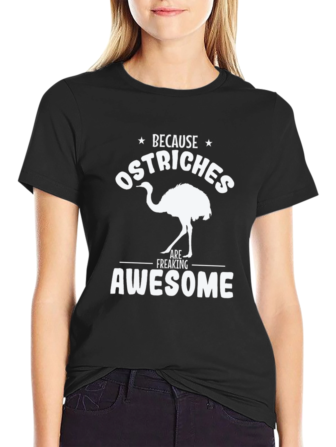 Ostrich Awesome Graphic Tee - Mens Black T-Shirt