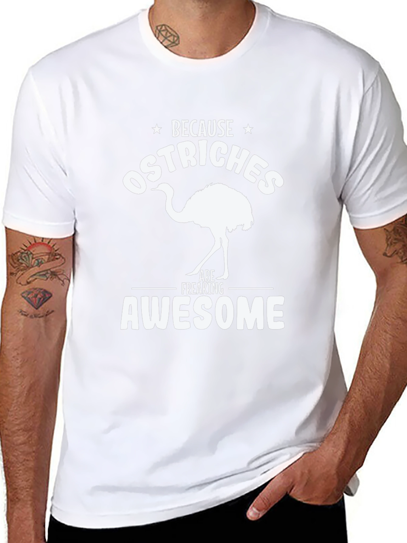Ostrich Awesome Graphic Tee - Mens Black T-Shirt