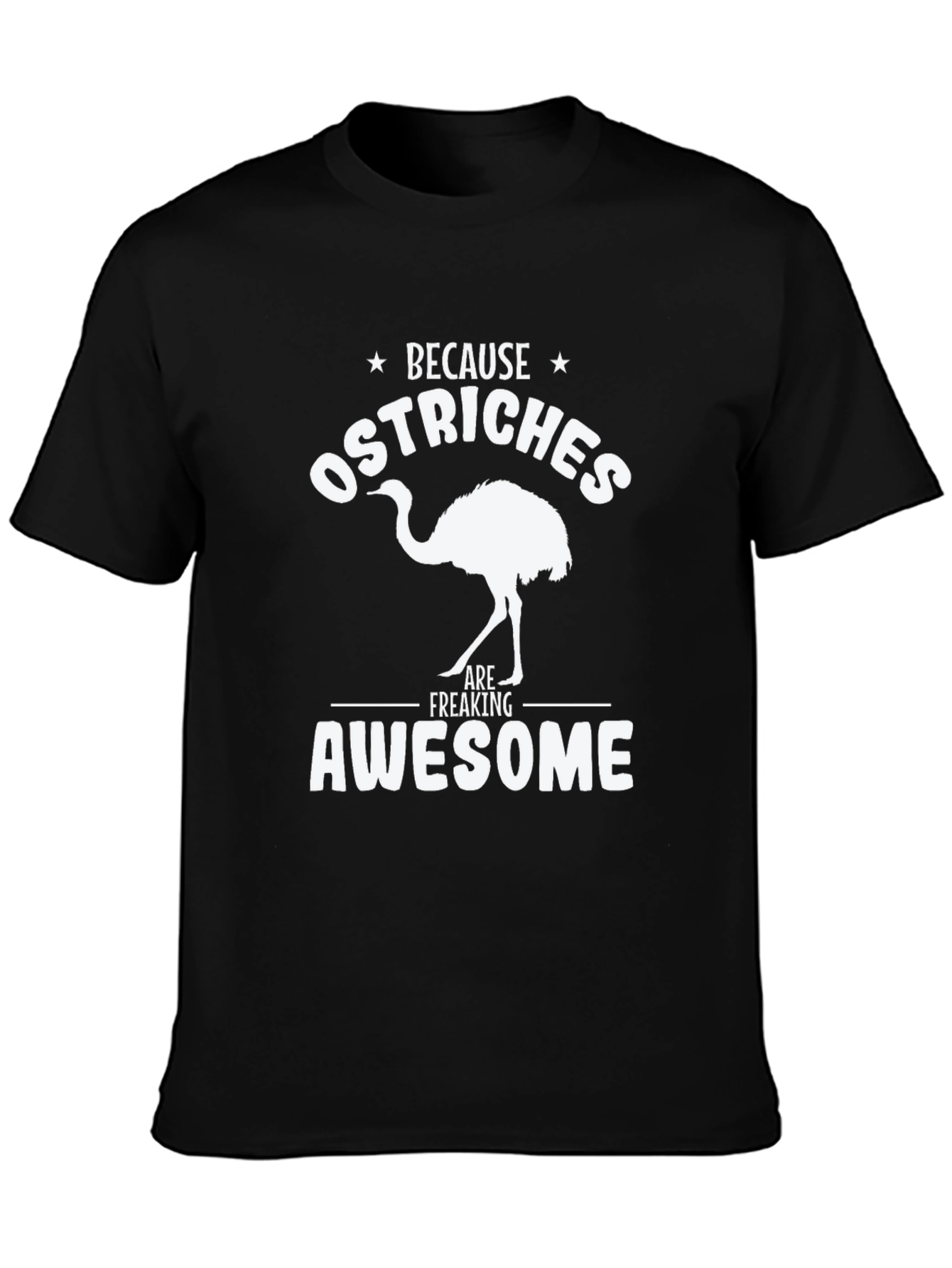 Ostrich Awesome Graphic Tee - Mens Black T-Shirt