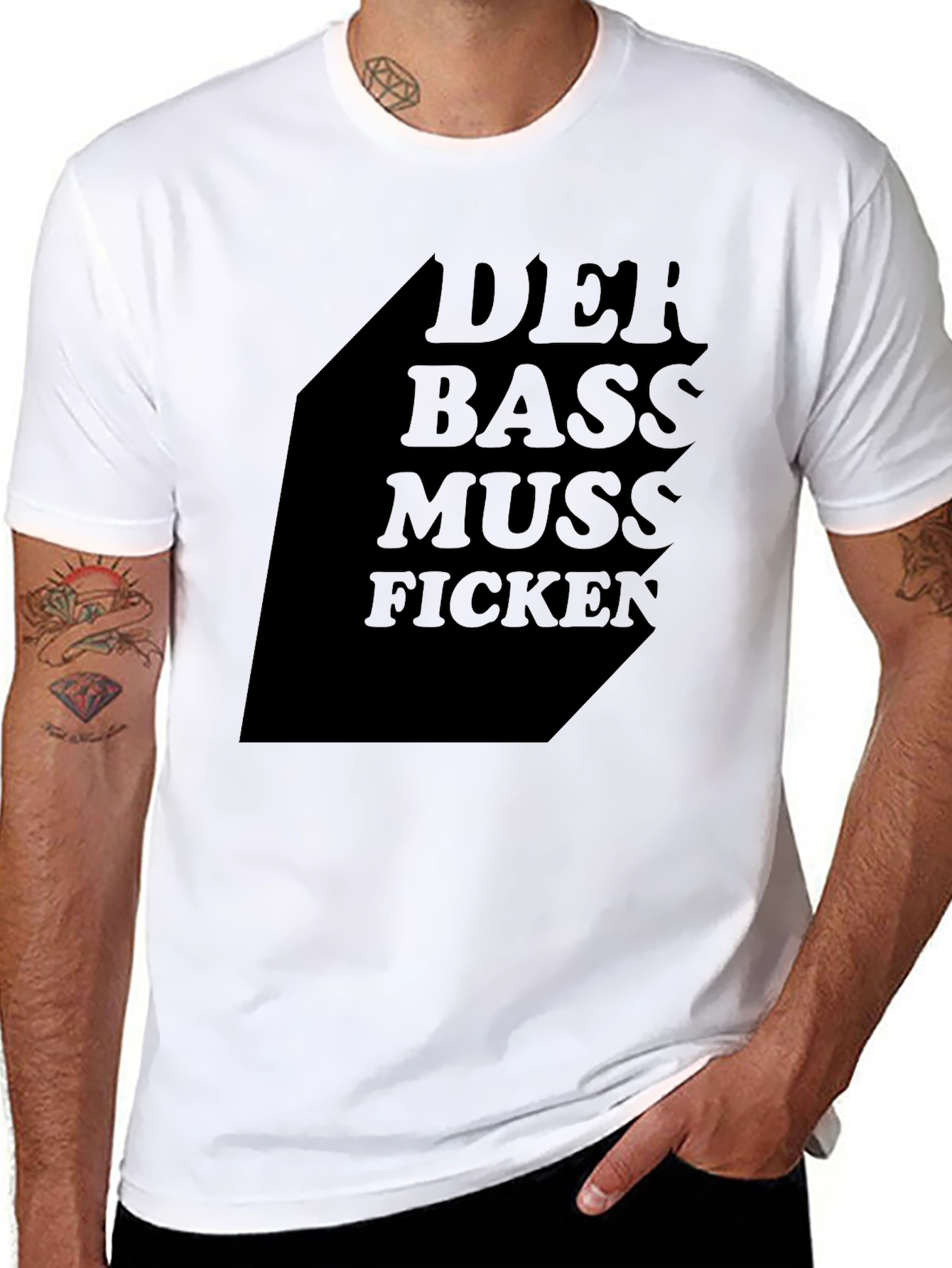 Der Bass Muss Ficken Black Graphic Tee