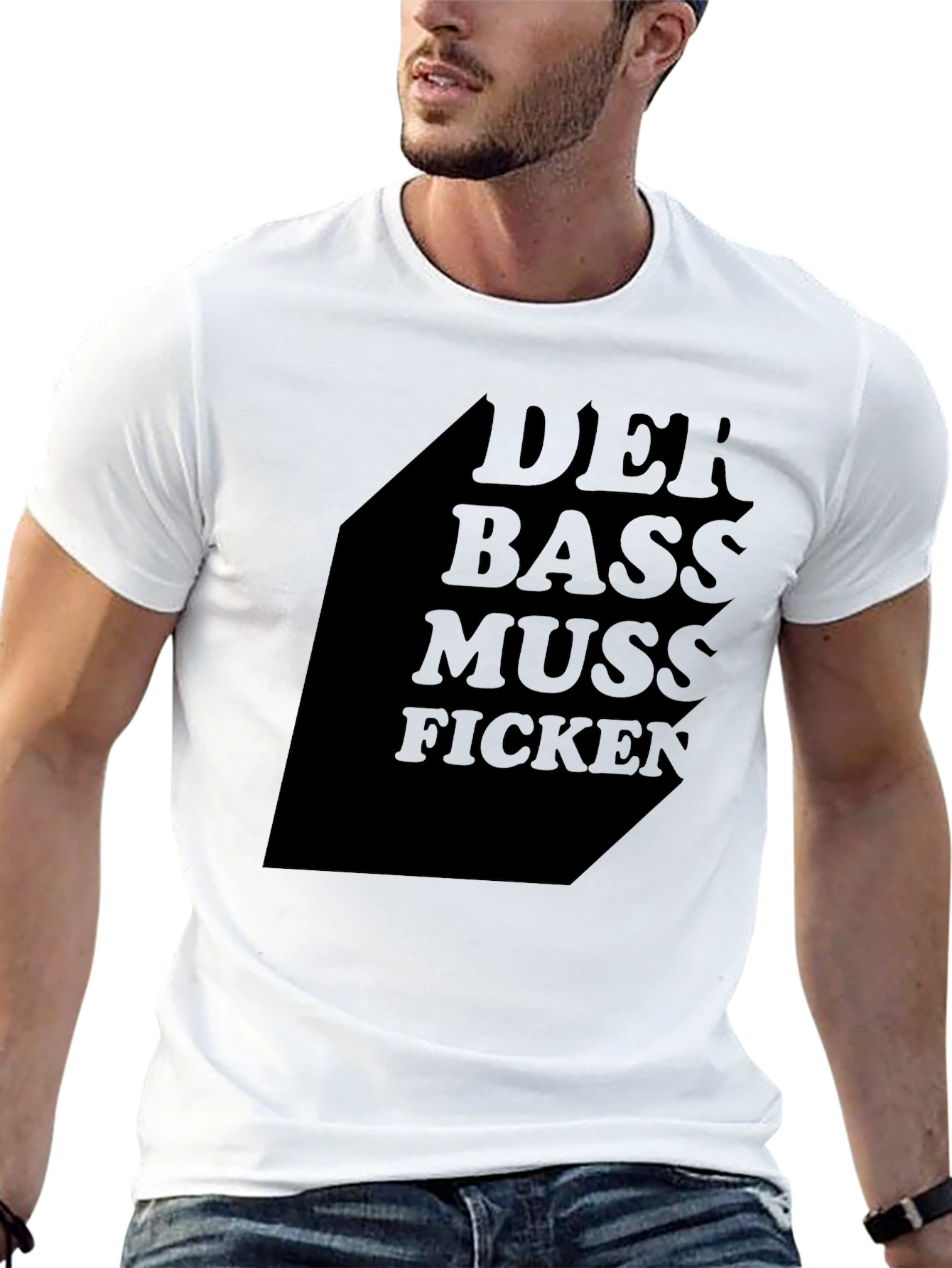Der Bass Muss Ficken Black Graphic Tee