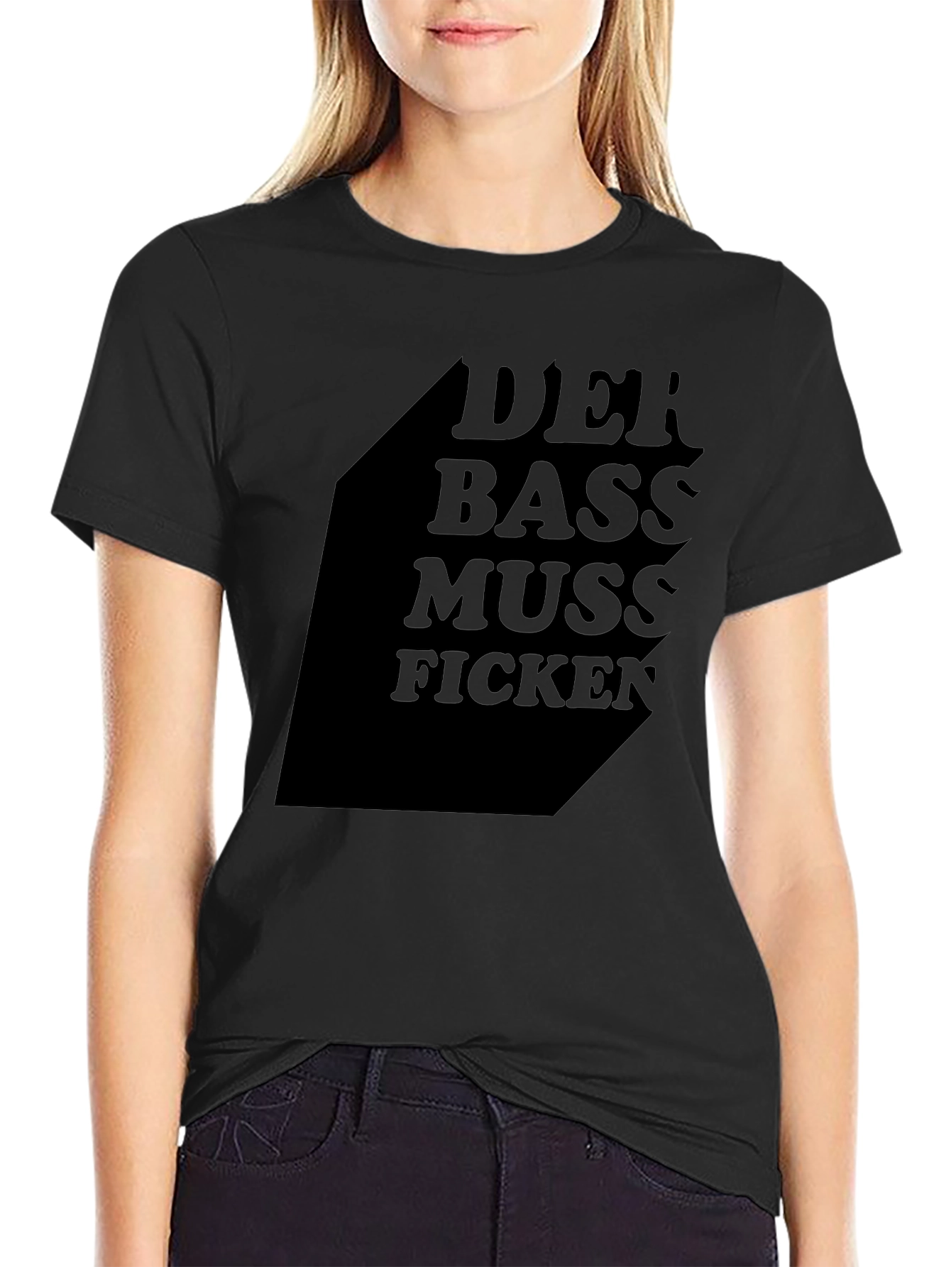 Der Bass Muss Ficken Black Graphic Tee