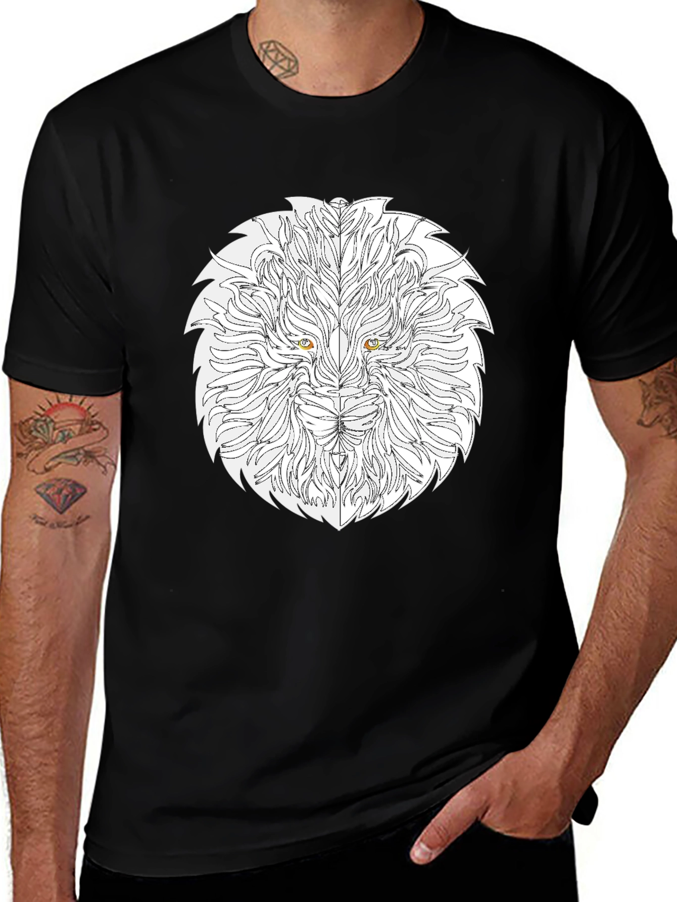 Lion Head Graphic Tee - Black