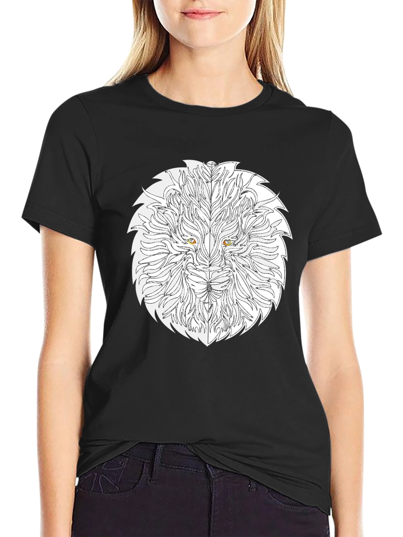 Lion Head Graphic Tee - Black