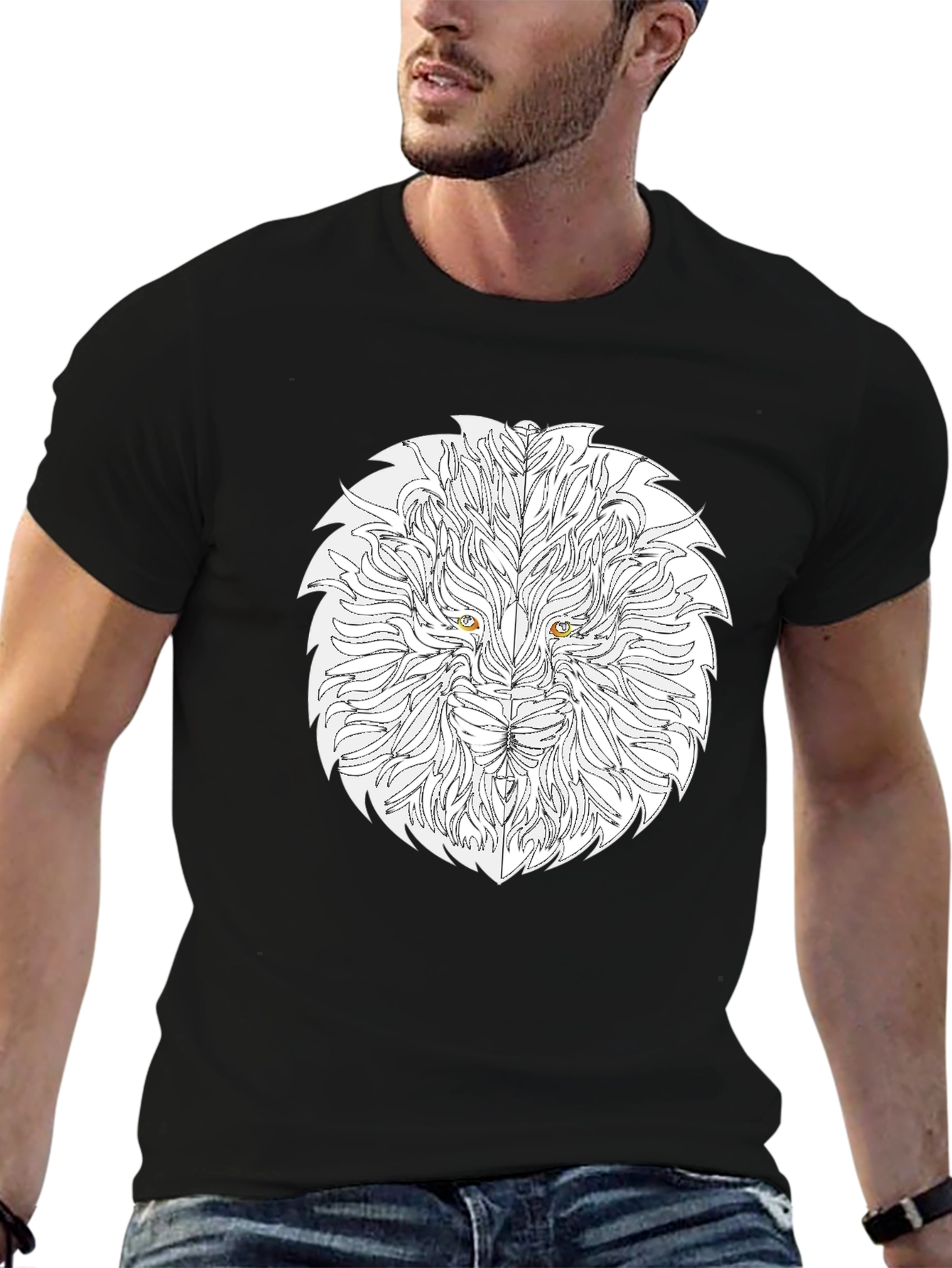 Lion Head Graphic Tee - Black