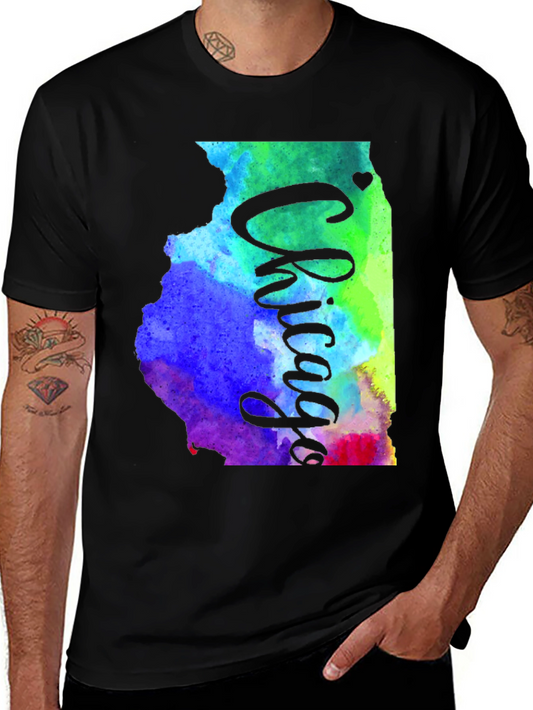 Chicago Illinois Watercolor Graphic T-Shirt