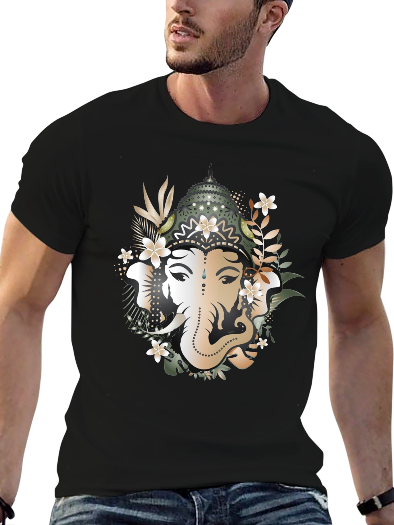 Ganesh Graphic Tee - Black Cotton T-Shirt