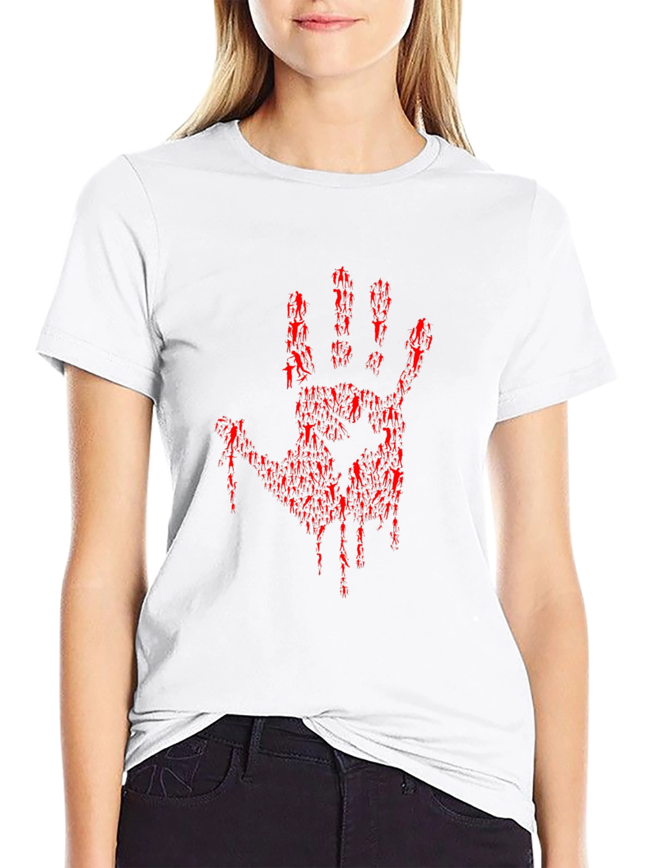 Bloody Hand Print Graphic Tee - Black