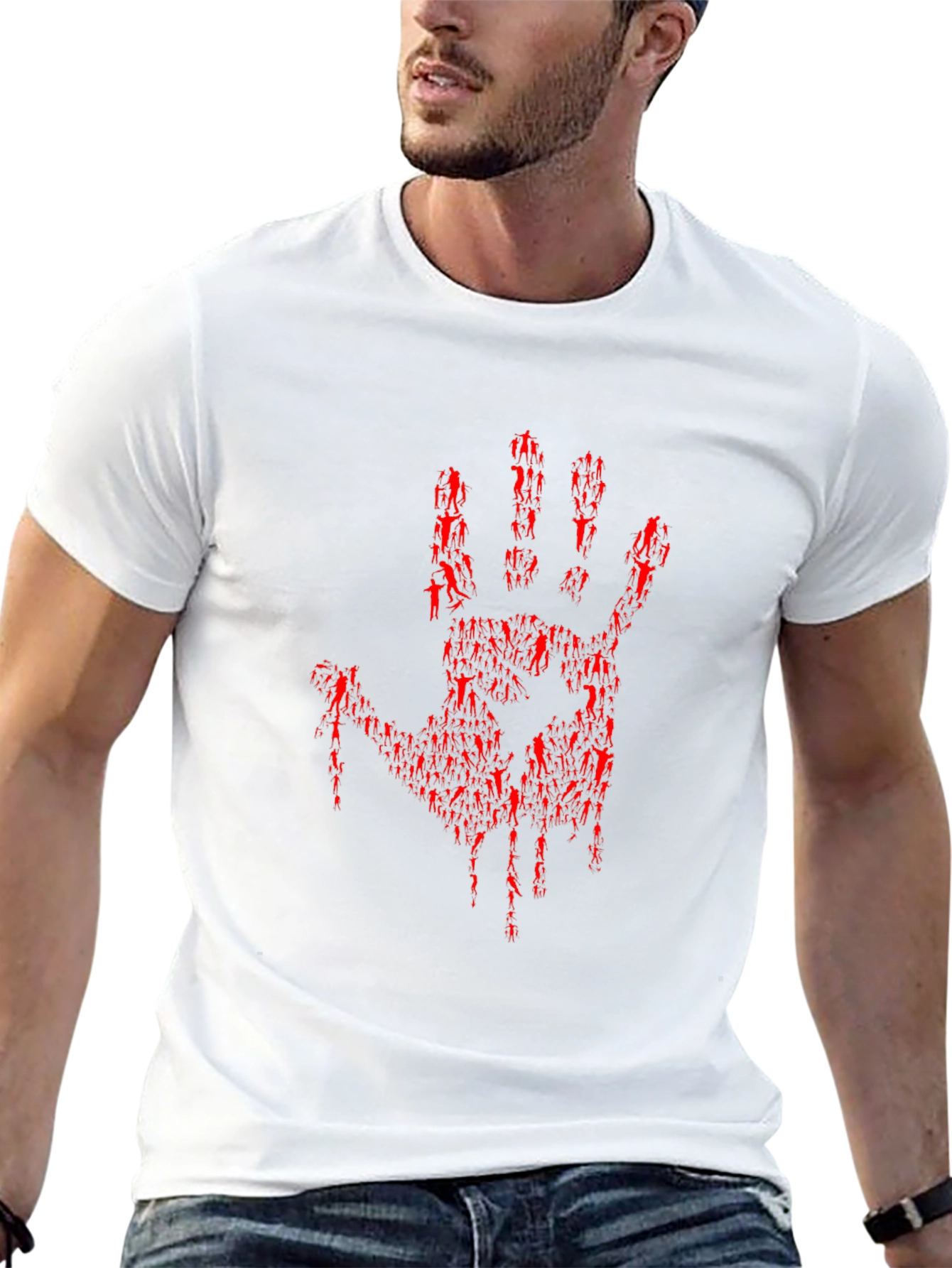 Bloody Hand Print Graphic Tee - Black