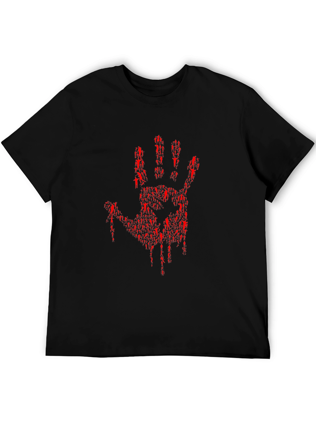 Bloody Hand Print Graphic Tee - Black