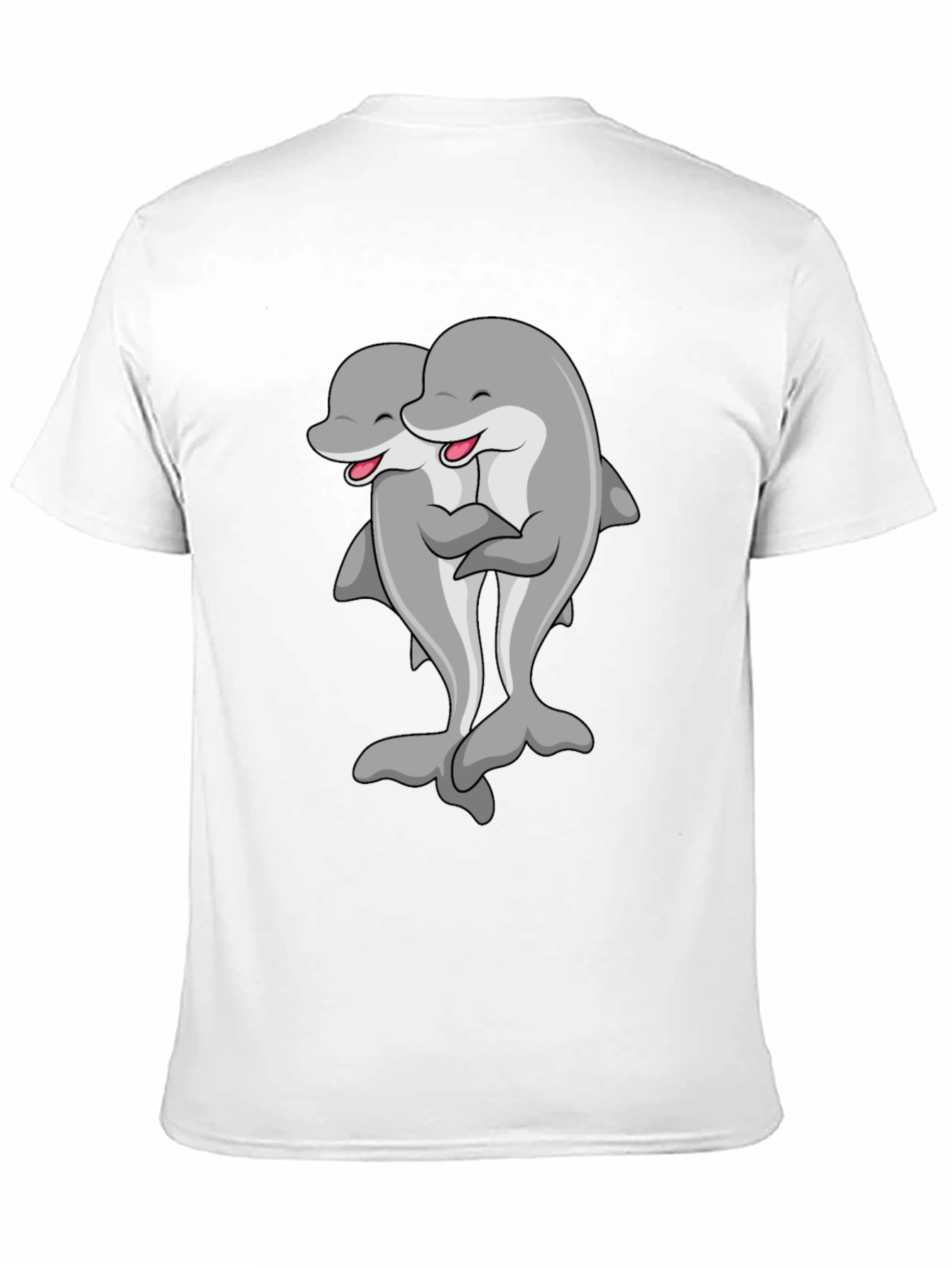 Cute Dolphin Hug Black T-Shirt