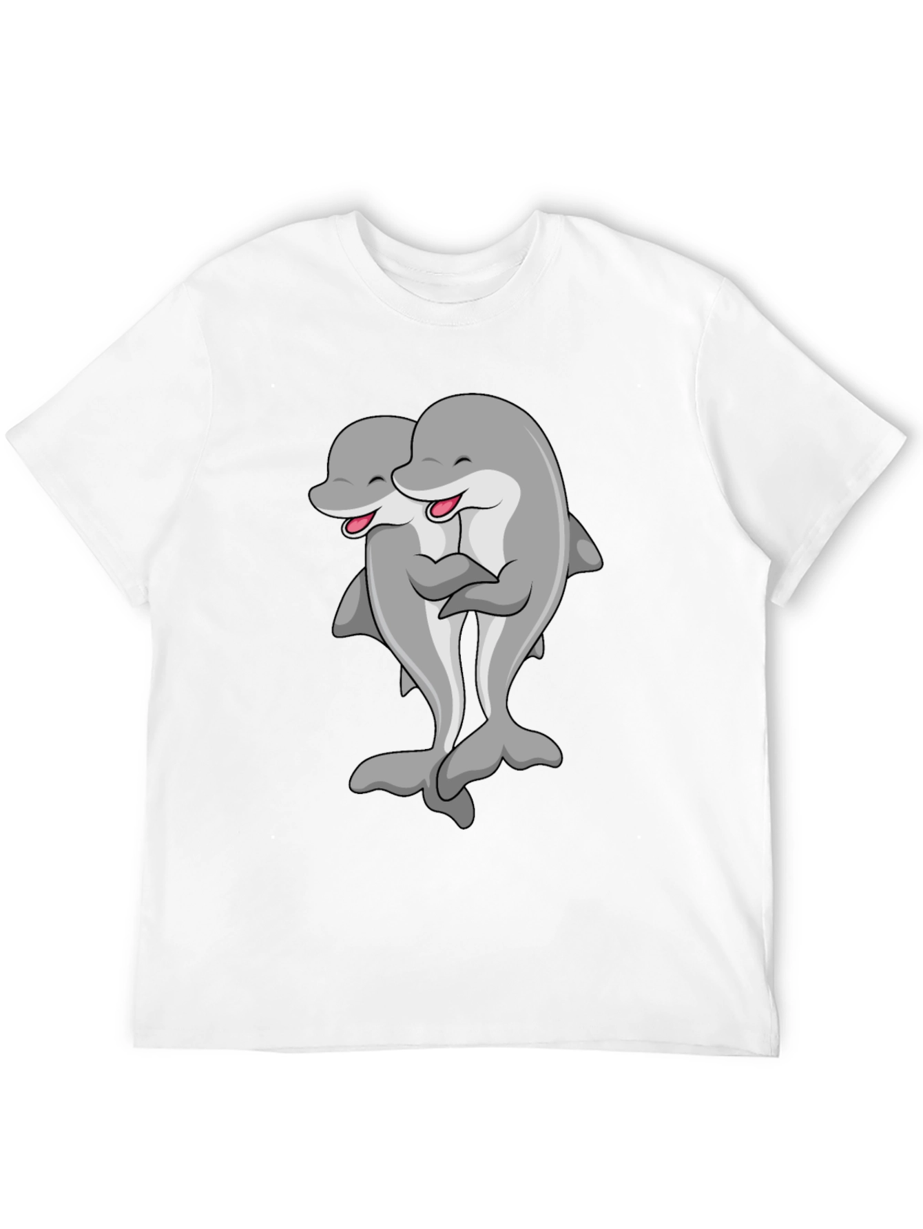 Cute Dolphin Hug Black T-Shirt